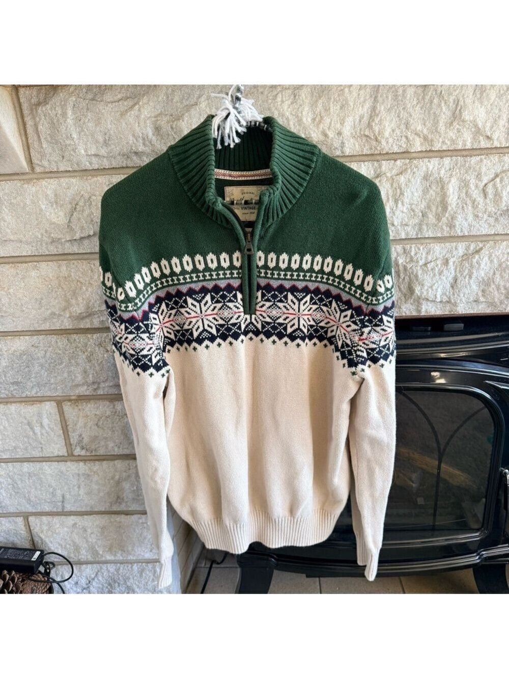 Weatherproof Fair Isle Men's Medium Zip-Up Sweater